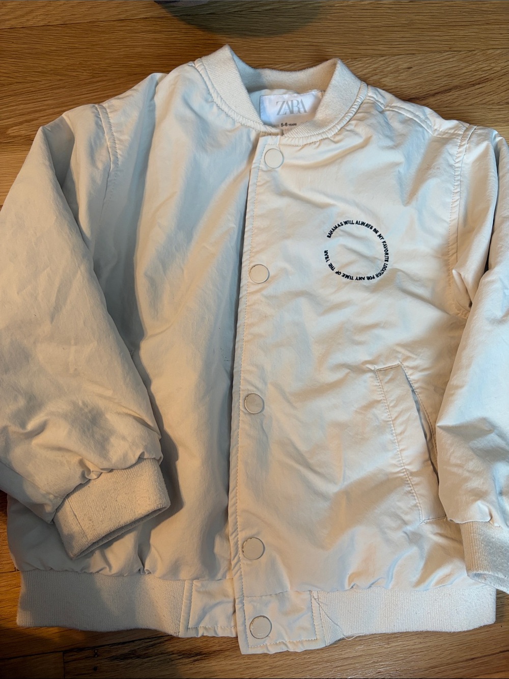 Zara Kids Off-White Puffer-Style Bomber Jacket